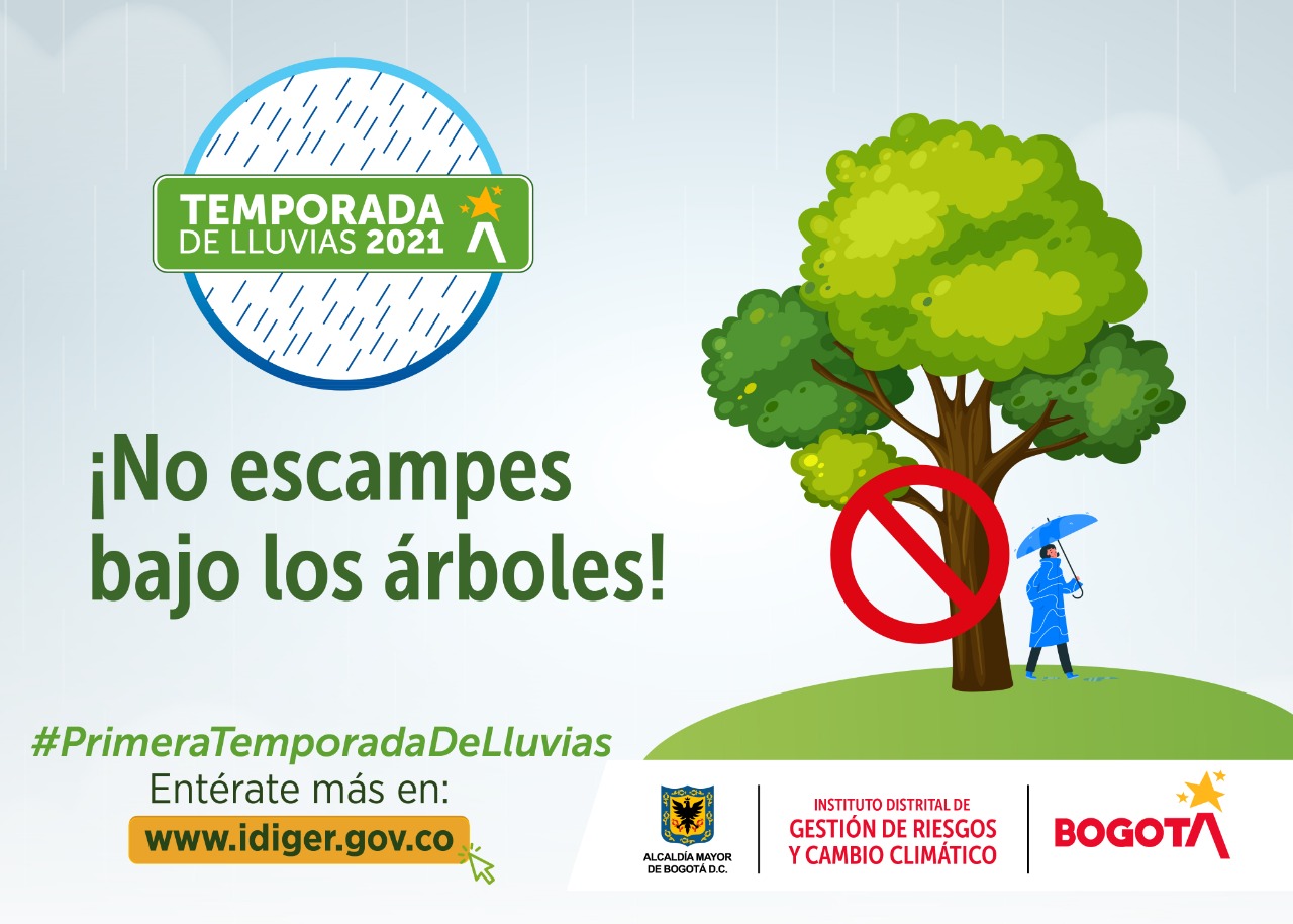 Una persona bajo el árbol y un simbolo de prohibido Tips del IDIGER