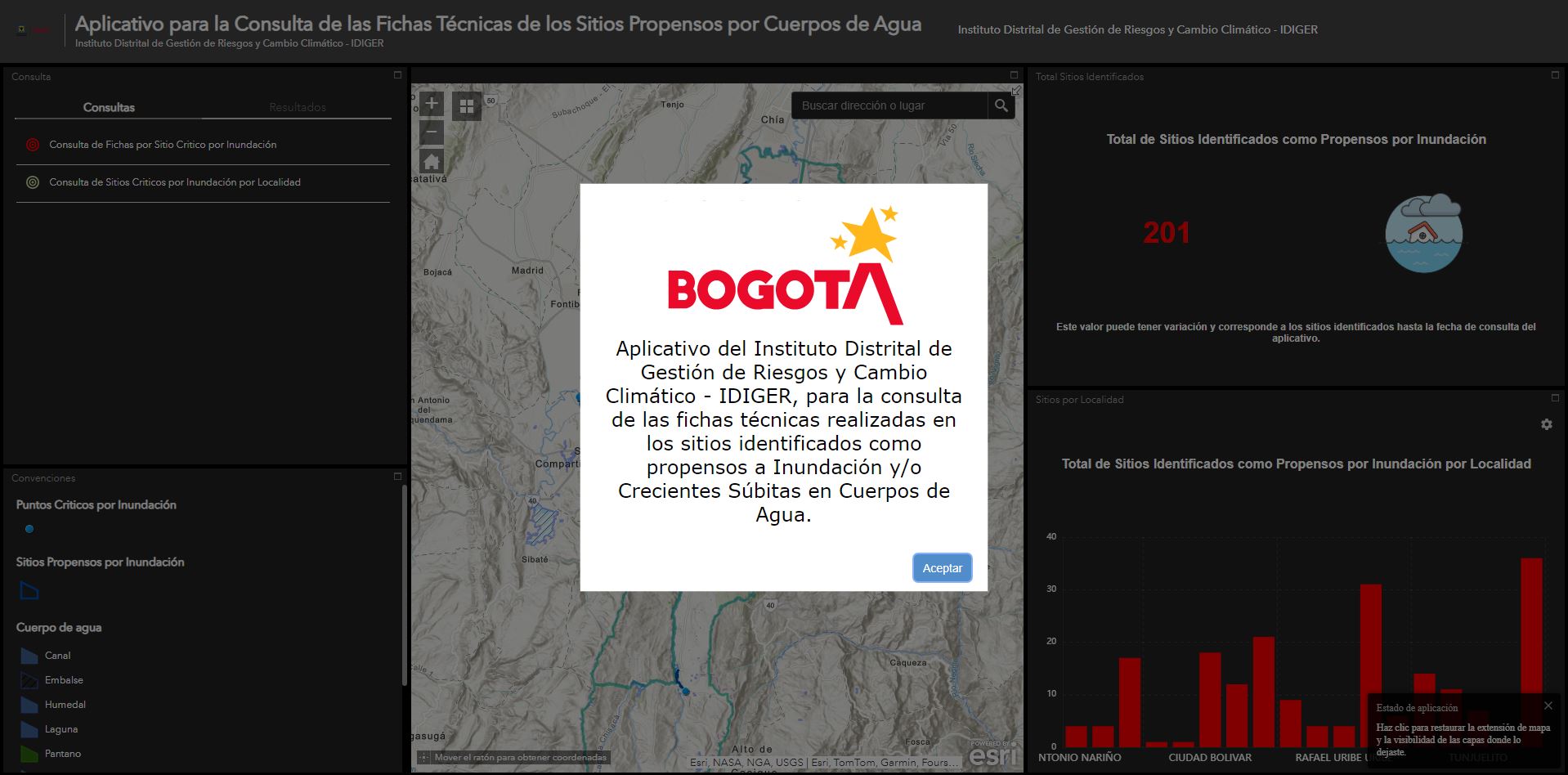 Aplicativo inundaciones y/o crecientes súbitas