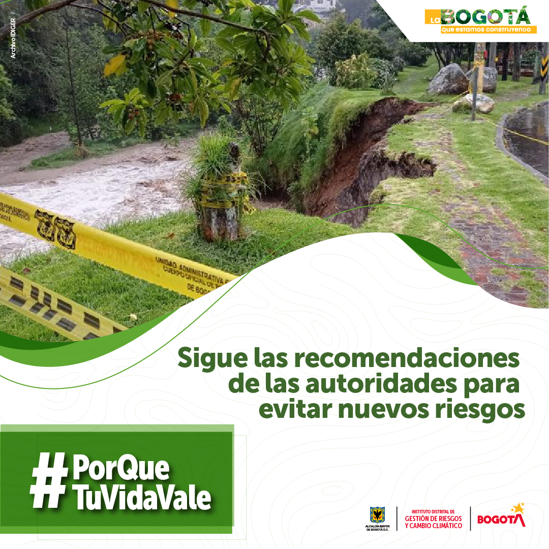 Ladera de río deslizamiento cinta amarilla de precaución